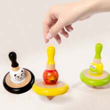 Wooden Fun Spinning Top Set, Packaged In A Colorful Box, With Cartoon And Funny Patterns, Bright Colors, And An Extended Handle For Easy Grip. Rotate The Top To Exercise Fine Hand Movements, Allowing Multiple People To Play. Interactive Games, Suitable Gifts For Children's Day And Halloween!