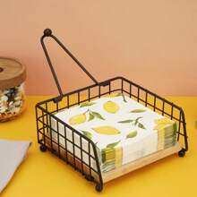 1 Stück eleganter flacher Papierservietten-Halter mit Ausgabearm, schwarze Servietten-Halter für Tisch, Küche, Arbeitsplatten & Outdoor, Schwarz