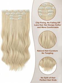 Tóc nối kẹp, tóc nối dài 20 inch bằng sợi tổng hợp gợn sóng dành cho nữ - 4 sợi tóc giả bằng sợi tổng hợp dày mềm mại dùng cho tiệc tùng hàng ngày Halloween, Ngày lễ tình nhân, Giáng sinh - Nhiều màu - Xem 4