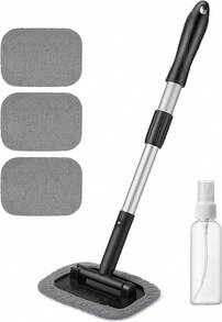 AstroAI Windshield Cleaner, Microfiber Car Window Cleaner With 4 Reusable And Washable Microfiber Pads And Extendable Handle Auto Inside Glass Wiper Kit Blue - Gray - View 1