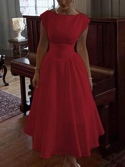 Women Summer Sleeveless Backless A Line Elegant Sundress Elegant Sexy Party Midi Dress Evening Clothes