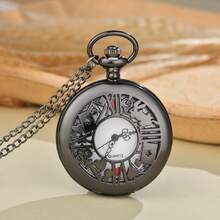 New Hollow Flower, Rabbit, Playing Card, Vintage Palace Style Pocket Watch Chain, Material Upgraded Version, Great Gift For Friends - Black - View 1