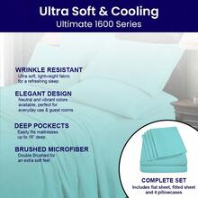 6-Piece Luxurious Super-Soft Bedsheet Set With Deep Pockets -  Friendly, Breathable, Wrinkle Free, Machine Washable - Sky Blue - View 5