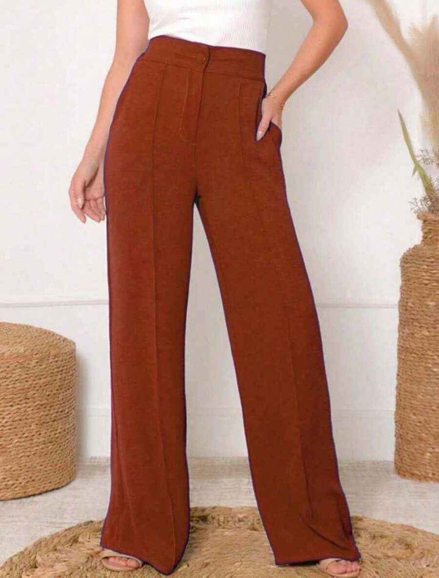 Duna Pantalona Crepe Trousers - Burnt Orange - View 1