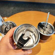 300ml Stainless Steel Coffee Cup With Lid And Straw, Reusable And High Quality, Suitable For Outdoor Camping, Office Or Gift Back To School - Multicolor - View 6