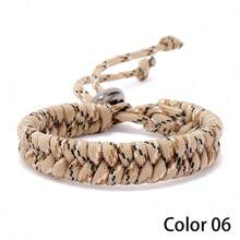 1pc Handmade Woven Paracord Bracelet, Camouflage Pattern, Fashionable Outdoor Wrist Band For Men & Women, Suitable For Daily Wear And Gift