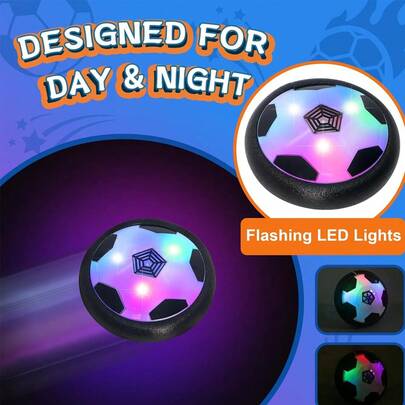 发光悬浮足球 - 空中漂浮悬浮球玩具，配有泡沫保险杠和 LED 灯 - 适用于雨天的 LED 室内足球，随机发货