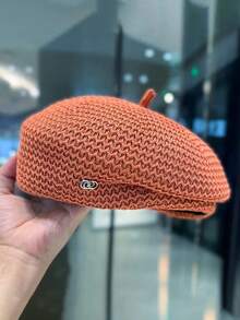 1 件女式格纹贝雷帽，保暖防风耳罩，可爱卡通正面休闲优雅复古街头时尚百搭便帽，适合户外、滑雪、骑自行车、旅行、派对、秋冬季日常穿着