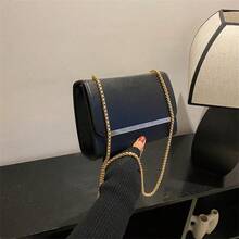 Simple And Modern Solid Color Square Shoulder Bag With Chain For Women - Black - View 1