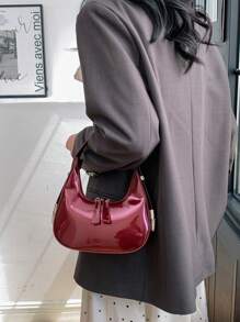 Women's Unique Design Crescent Moon Handbag, Small Underarm Shoulder Mirror Bag, & Versatile