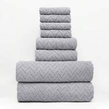 8pcs Wheat Coral Fleece Towel Set, Includes 2 Bath Towels, 2 Face Towels And 4 Hand Towels, Soft Skin-Friendly Quick Dry Absorbent Bathroom & Kitchen Towel Set Back To SchoolFor Beauty Salon Home Bathroom