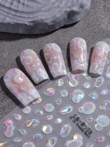 1 件夏日梦幻泡泡美甲贴纸可爱激光泡泡自粘美甲贴纸美甲装饰贴花 - 彩色 - 查看 4