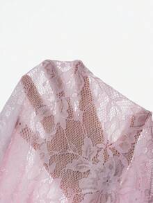 女士性感修身蕾丝镂空长袖上衣 - 粉色 - 查看 10