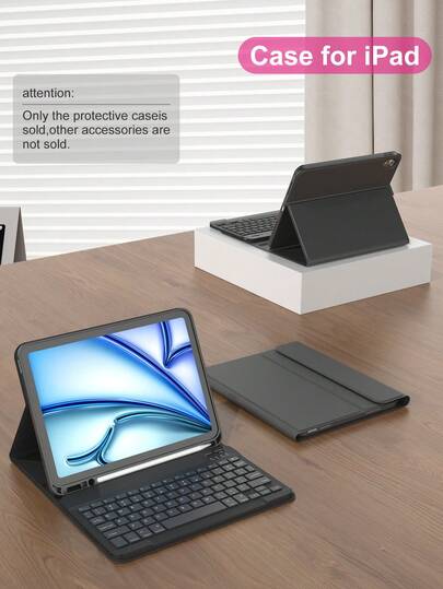 Keyboard Case Compatible With Ipad A16 (11th/10th Gen), 9th/8th/7th Gen (10.2"), IPad Air (10.9"/11"), Made Of TPU Flip Cover PMMA PU Leather, Includes Wireless Bluetooth Keyboard (150mAh Battery) And Stand, Black