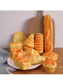 1 个柔软的模拟面包减压玩具，专为面包爱好者和减压时刻而设计，可挤压和玩耍，具有缓慢回弹的可爱减压毛绒玩具模拟食物面包、蛋糕，具有面包香气 Taba 软橡胶玩具 - 彩色 - 查看 5