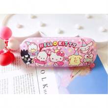 Sanrio 2 Stücke Sanrio Brillenetui für Hello Kitty, My Melody, Kuromi, Cinnamoroll - süßer Katzen-Muster, Kunstleder, stoßfest und druckbeständig, modisches Design für den täglichen Gebrauch, Sanrio