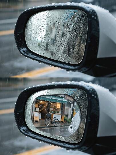 2 st bil regnskyddsfilm bakre linser skydd munstycke vattentät film bilklistermärke beslag