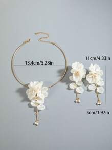 1pc Choker + 1 Pair Earrings Bohemian Ocean Style Shell Flower 3D Floral Choker + Earrings Jewelry Set, Suitable For Beach, Party, Gathering
