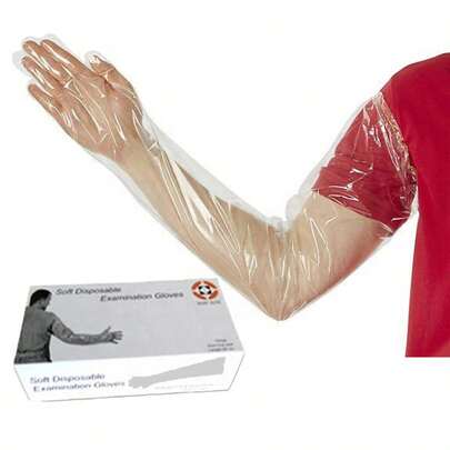 50 Stück lange Veterinär-OB-Handschuhe - Einweg-Kaiserschnitthandschuhe für Nutzvieh, Geburt von Nutztieren, künstliche Besamung, Jagd, Feldchirurgie und Pferdezucht | Chirurgische Handschuhe für Bauchuntersuchungen für den Außenbereich in der Tierheilkunde