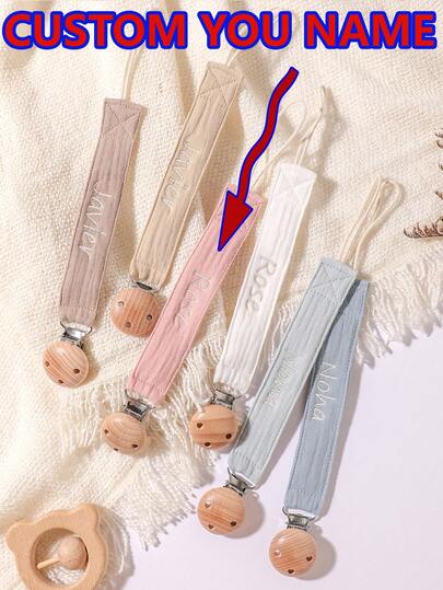 1pc Personalized Baby Pacifier Clip Cute Polka Dot Print Customized Patterns For Boys And Girls, Custom Baby Pacifier Clip Universal Soothing Clip, Suitable For Halloween, Baptism, Thanksgiving, Christmas Gifts Baby Shower Family Decorations Gifts, Multi-Functional, Ornamental, Letter, Stylish, Modern, Colorful, Cute, Adorable, Casual, Custom, Personalised, Unique, Customized, Ideal Gifts For Him, Ideal Gifts For Her, Street Casual Chic