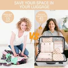8pcs Travel Packing Cubes Set,Travel Portable Clothes Storage Bags, Compression Storage Shoe Bag, Clothing Underwear Bag, Luggage Packing Organizers,Pack Your Luggage With Ease ,Travel Essential Accessories - 米底草莓 - 查看 5