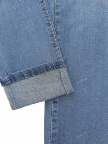 Jeans à taille haute élastique de grande taille, coupe droite, pantalon casual ample, denim stretch ajusté