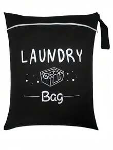 带拉链的防水洗衣袋 - 超大涤纶可洗干湿两用储物袋，适用于脏衣服、健身服、泳装、瑜伽服、旅行 - 耐用运动器材储物袋 - 便携式旅行袋，男女皆宜！ - 黑色 - 查看 13