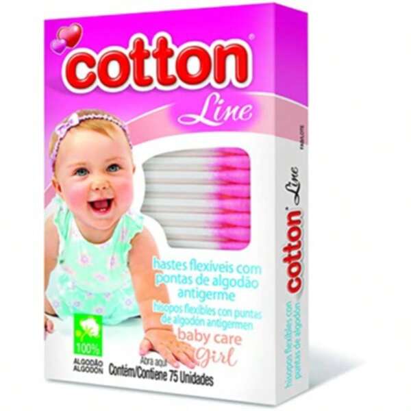 Cotonete de hastes flexíveis - ponta de algodão antigerme 75 Un (Rosa) - Cotton