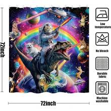 New Fowocu Funny Cat Dinosaur Shower Curtain Fun Cool Colorful Space Cats Shower Curtains For Bathroom Fantasy Galaxy Universe Anime Kids Waterproof Fabric Bath Curtain Dr 72 X 72 Inch - 紫色 72 英吋寬 x 72 英吋長(1 包) - 查看 7