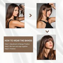 Clip In Bangs Real Human Hair Bangs Hair Clip Fringe With Temples Hairpieces For Women Natural Looking Hair Extension For Daily Wear (Wispy Bangs, Dark Brown) - 棕色 - 查看 4