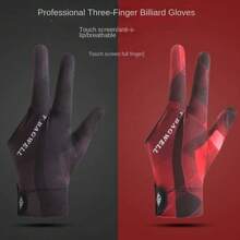 1 pieza Guantes profesionales de billar para hombres con tres dedos, de seda de hielo transpirable y antideslizante, set individual para mano izquierda, guantes de tenis de mesa para mujeres T3