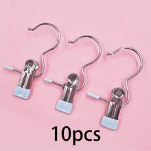 10 pièces de pinces à linge en acier inoxydable de haute qualité, cintre en métal réglable avec pinces, pince à linge portative avec crochet, décorations pour costumes, décorations de festival, cintres pour pantalons et jupes avec pinces de préhension
