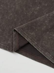 Shwiy 男士水洗黑色短袖抽绳短裤两件套，休闲简约印花T恤搭配及膝短裤，适合春夏日常穿着，动漫/漫画爱好者礼物，街头风 - 咖啡棕 - 查看 11