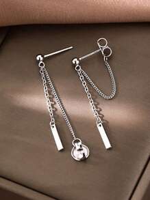 1 par de pendientes con borlas de cadena de plata pura 925 para mujer, con un estilo único y de lujo, con un sentido de alta gama, adecuado para uso diario