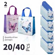 20/40 Bag Wedding Bible Tote Bag With Handles, Reusable Fabric Gift Bags For Christian Baptism, Wedding And Birthday - Heartwarming Religious Non-Woven Tote Bags, Butterfly Bible Gift Wrapping Bags - 彩色 - 查看 6