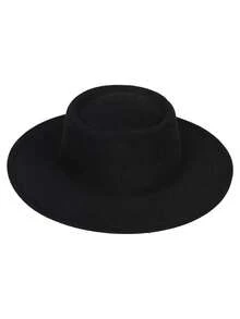 1pc Unisex Solid Color Felt Hat, Retro Gentleman British Style Flat Top Cap, Suitable For Autumn/Winter, Formal Events, Parties, And Casual Daily Wear