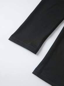 男式连帽长袖运动衫带面罩 - 速干、有弹性、透气底层，适合健身、篮球、跑步和户外活动 - 纯色、高弹性面料、运动服 - 黑色 - 查看 6