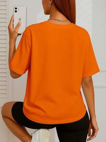 Women's Basic Duck T-Shirt Workout Cotton Shirt Fashion Blogger - trái cam - Xem 2