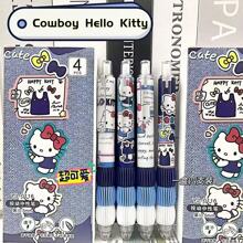Sanrio 8pcs/4pcs/Set Kitty Cat Limited Edition Ballpoint Pen, Denim Blue, Cute Ins Style, Smooth Writing For Students, Gift School Supplies, Back To School
