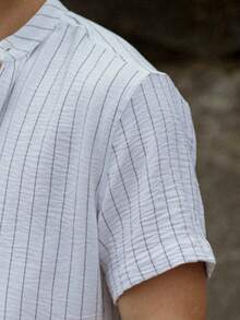 Men's Short Sleeve Shirt With Priest Collar Premium Quality Light And Fresh Fabric Easy To Iron - 彩色 - 查看 5