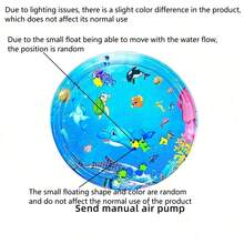 1 件圆形充气游戏垫，大型圆形海豚戏水垫，适合幼儿的 PVC 水上游戏垫，卡通游戏水垫，鼓励活动和感官发育，非常适合婴儿作为游戏垫，早期教育爬行垫，很棒的圣诞节万圣节感恩节礼物，新年礼物，情人节礼物。