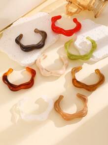 1 Stück elegantes und einzigartiges mehrfarbiges offenes Armband für Frauen, modischer Schmuckzubehör mit asymmetrischer welliger Linie und Farbverlauf aus Harz, hervorragend für den täglichen Gebrauch, am Strand, zum Reisen und als Geschenk