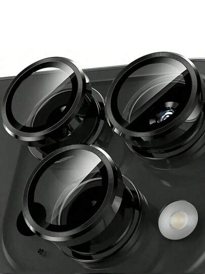 3pcsScratch-Resistant Ultra Clear Tempered Glass Camera Lens Protector - Compatible With IPhone/17/17 Air/17 Pro/17 Pro Max, 15 Pro Max, 14 Plus, 13, 12, 11, 15 Pro, 15 Plus, 14 Pro - Perfect Fit, Scratch-Resistant And Durable, Black