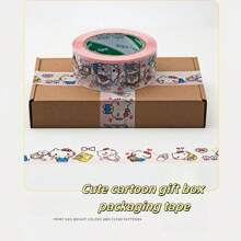 Sanrio 2pcs/1pc Hello Katie Cute Cartoon Packing Adhesive Tape, Gift Box Express Package Sealing Decorative Tape, Candy Cat Cartoon Lovely Personalized Gift Box Packing Tape, School Supplies,Back To School