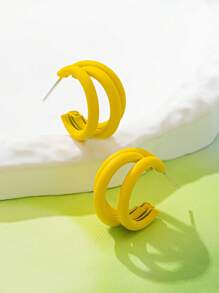1 par de elegantes pendientes minimalistas para mujer, aros geométricos de aleación de hierro de 3 anillos, perfectos para fiestas, eventos y uso diario