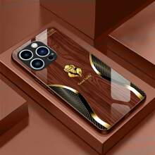 Wood Grain Design Tempered Glass Phone Case For IPhone X, 11, 12, 13, 14, 15, 16 Plus, Pro And Promax With Camera Protection, Anti-Fingerprint Technology And A Sleek And Stylish Look