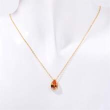 18K Gold Plated Pear-Shaped Zirconia Stainless Steel December Birthstone Necklace, Christmas, Birthday, Valentine's Day Gift