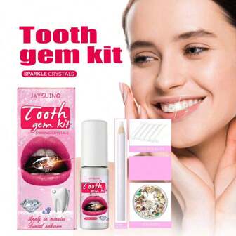 Xanight Teeth Gems Kit DIY Tooth Jewelry Kit With Glue Teeth Clear Precious Stone Make Up Jewelry Decoration Glittering Tooth Gem Kit For Holiday