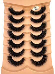 HBZGTLAD 7pcs/Pack Thick & Natural Look False Eyelashes, Includes Cat Eye, Wispy, Flare Styles, Giving Lashes A Fanned Out 3D Fluffy Russian Doll Effect For Natural Extension - màu đen - Xem 6