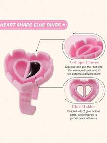 心形睫毛延长胶环 - 100 件睫毛胶水支架，睫毛延长用品用卷扇形杯 - 彩色 - 查看 3